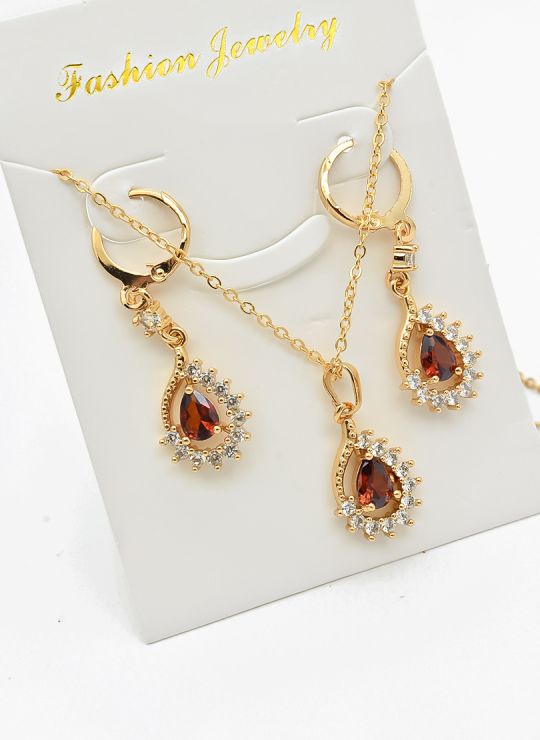 SET DE COLLAR Y DIJE EN RODIO CON MICROCIRCIONES