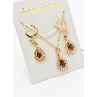 SET DE COLLAR Y DIJE EN RODIO CON MICROCIRCIONES