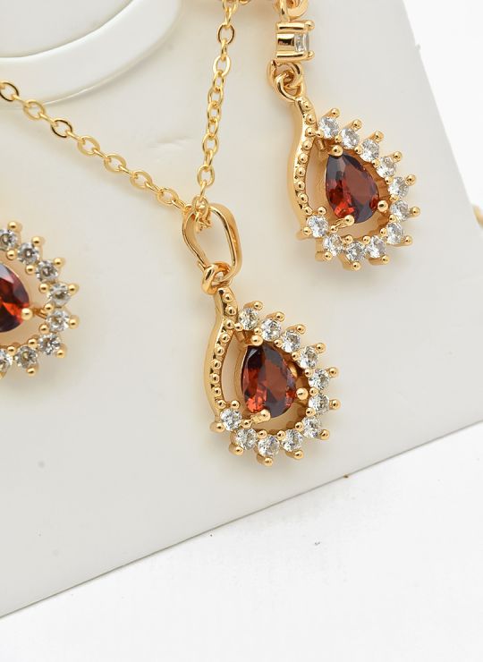 SET DE COLLAR Y DIJE EN RODIO CON MICROCIRCIONES