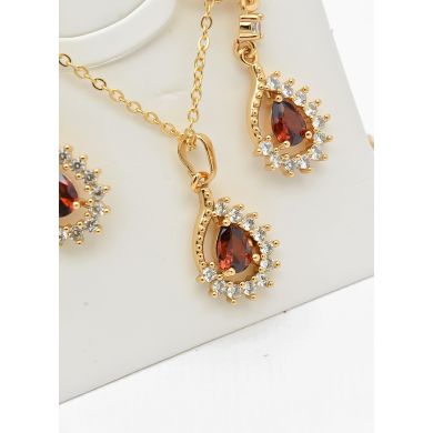 SET DE COLLAR Y DIJE EN RODIO CON MICROCIRCIONES