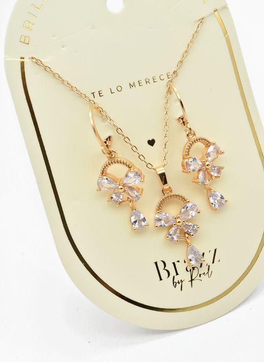 SET DE COLLAR Y DIJE EN RODIO CON MICROCIRCIONES