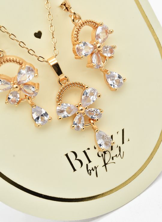 SET DE COLLAR Y DIJE EN RODIO CON MICROCIRCIONES