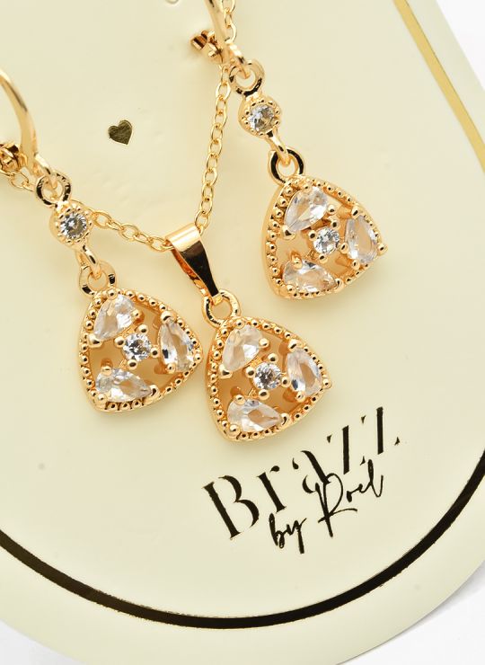 SET DE COLLAR Y DIJE EN RODIO CON MICROCIRCIONES