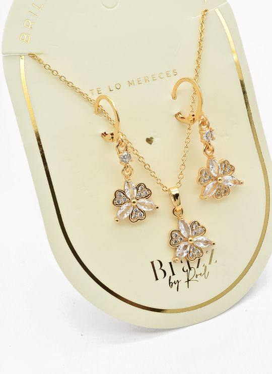 SET DE COLLAR Y DIJE EN RODIO CON MICROCIRCIONES