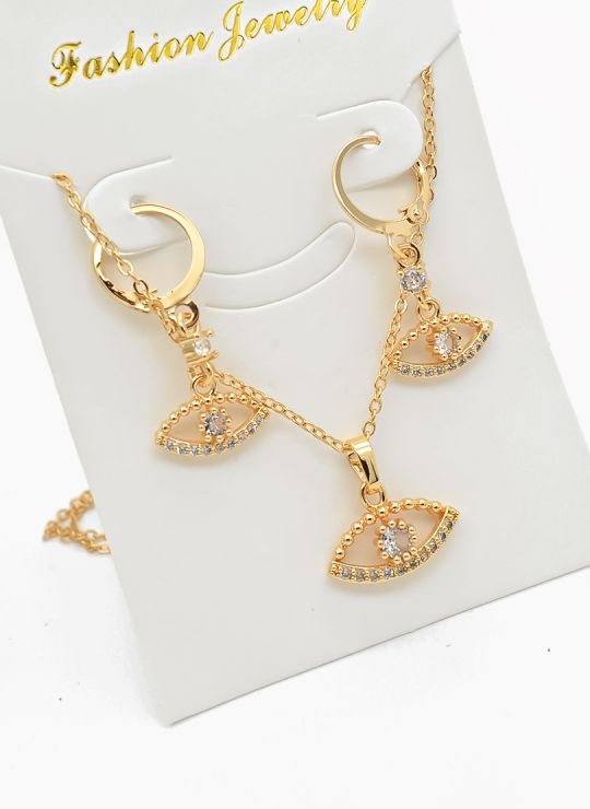 SET DE COLLAR Y DIJE EN RODIO CON MICROCIRCIONES