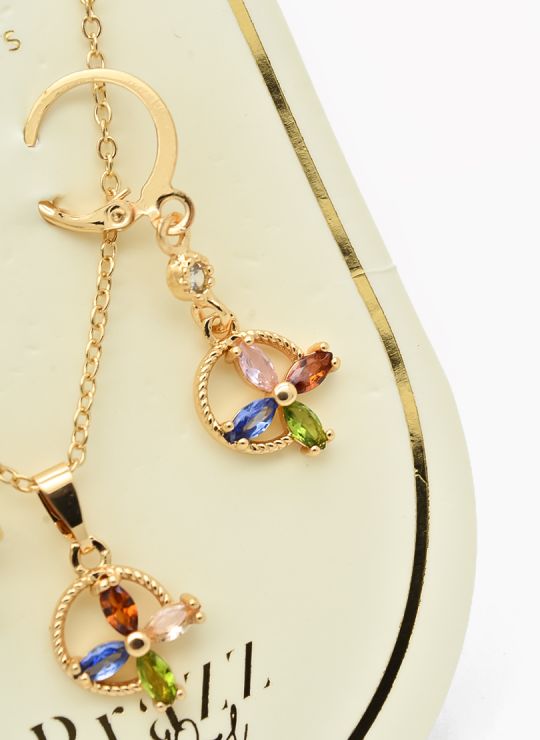 SET DE COLLAR Y DIJE EN RODIO CON MICROCIRCIONES