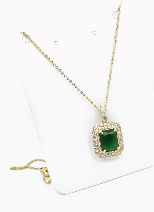SET DE COLLAR Y DIJE EN RODIO CON MICROCIRCIONES