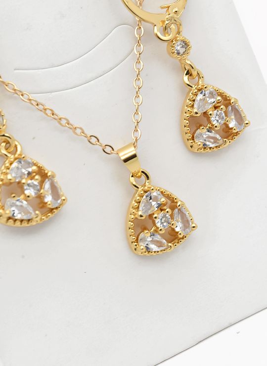 SET DE COLLAR Y DIJE EN RODIO CON MICROCIRCIONES
