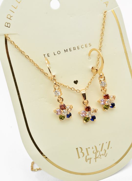 SET DE COLLAR Y DIJE EN RODIO CON MICROCIRCIONES