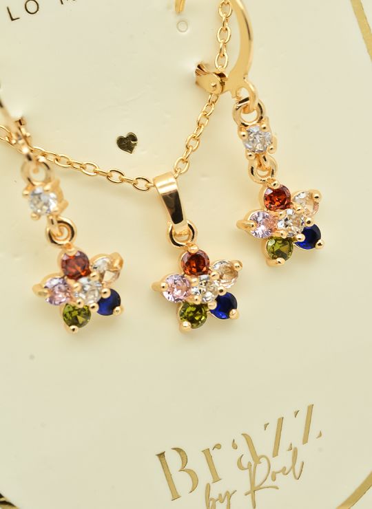 SET DE COLLAR Y DIJE EN RODIO CON MICROCIRCIONES