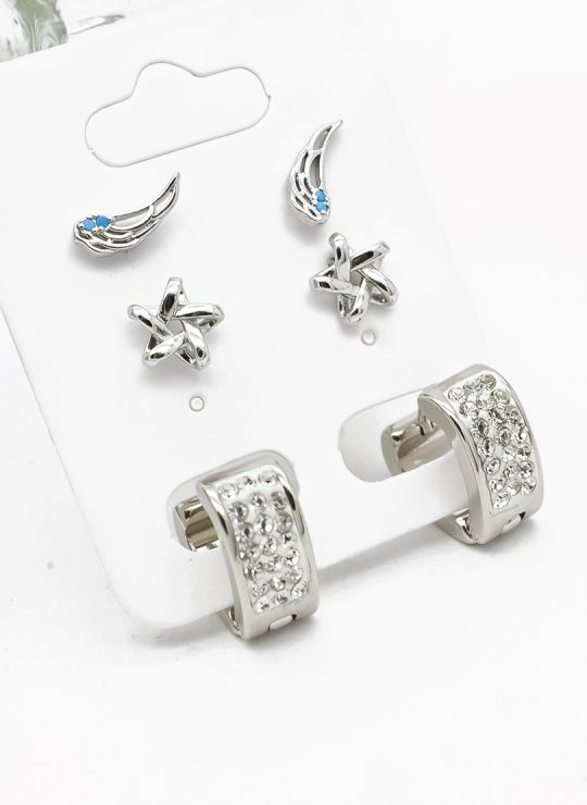 SET DE ARETES X 3 PARES RODIO XUPING /GARANTIZADO
