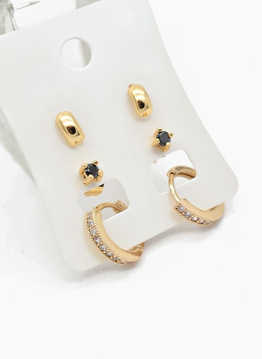 SET DE ARETES X 3 PARES RODIO XUPING /GARANTIZADO