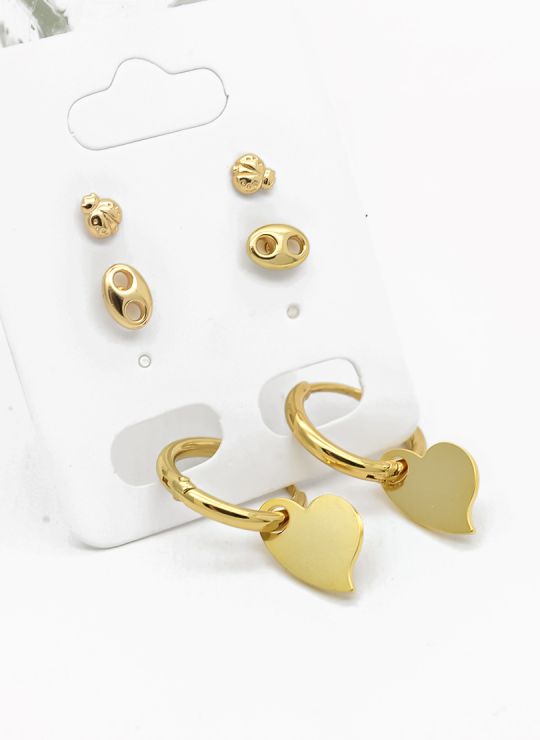 SET DE ARETES X 3 PARES RODIO XUPING /GARANTIZADO