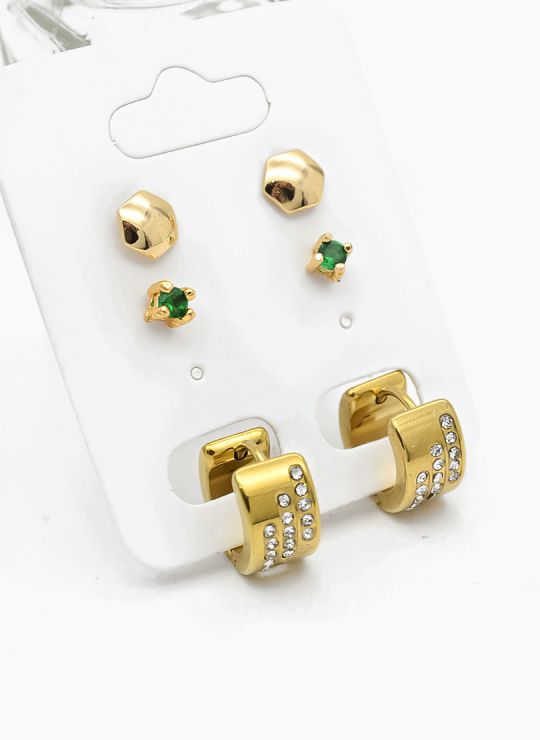 SET DE ARETES X 3 PARES RODIO XUPING /GARANTIZADO