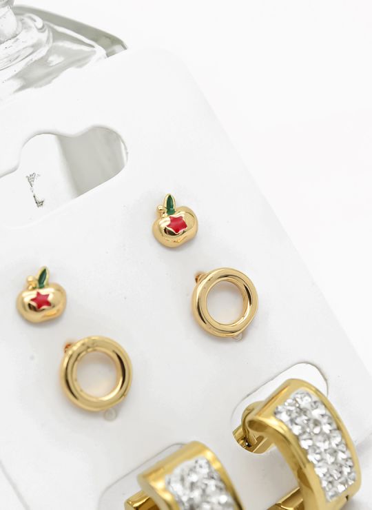 SET DE ARETES X 3 PARES RODIO XUPING /GARANTIZADO