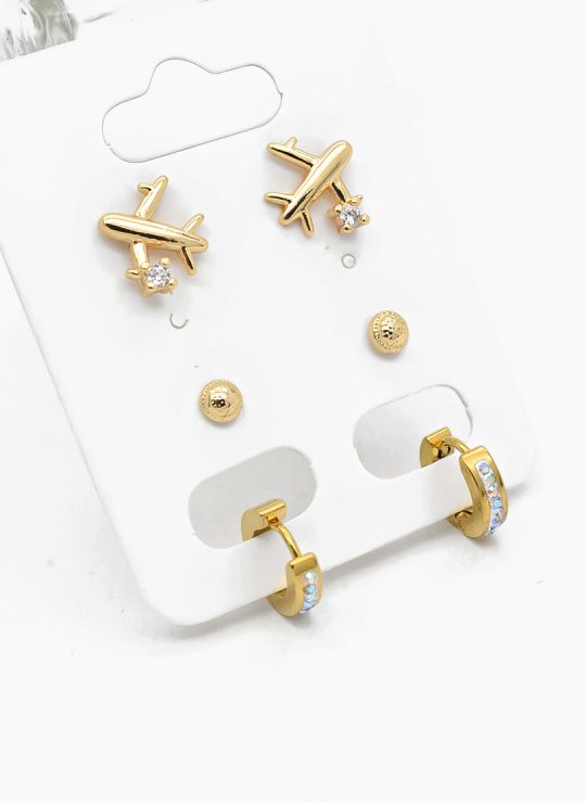 SET DE ARETES X 3 PARES RODIO XUPING /GARANTIZADO