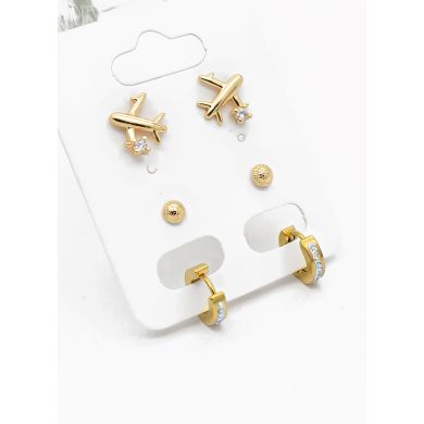 SET DE ARETES X 3 PARES RODIO XUPING /GARANTIZADO