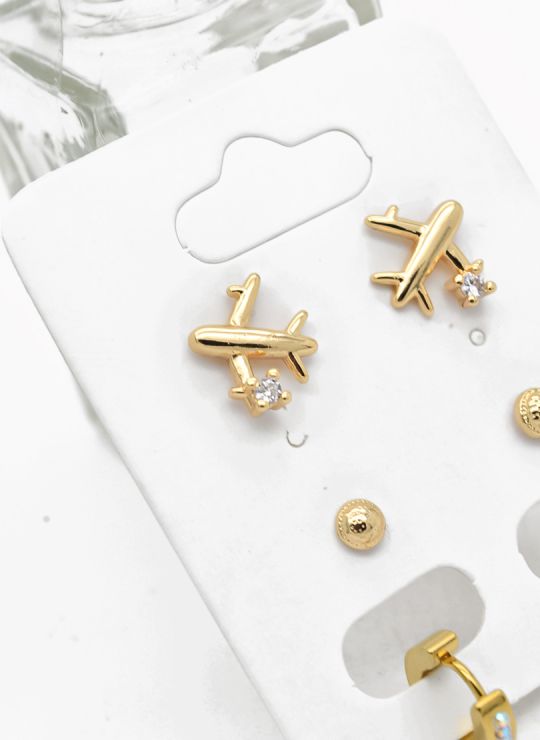 SET DE ARETES X 3 PARES RODIO XUPING /GARANTIZADO