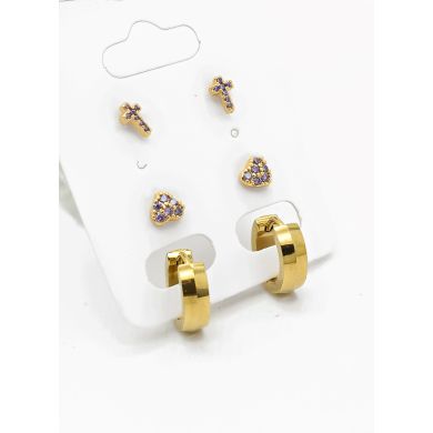 SET DE ARETES X 3 PARES RODIO XUPING /GARANTIZADO