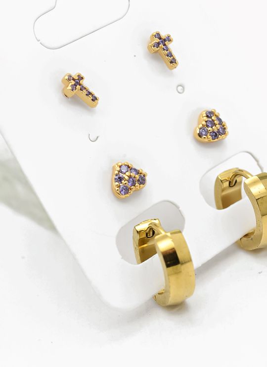 SET DE ARETES X 3 PARES RODIO XUPING /GARANTIZADO