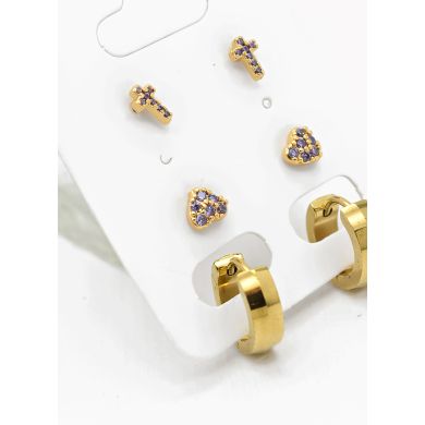 SET DE ARETES X 3 PARES RODIO XUPING /GARANTIZADO