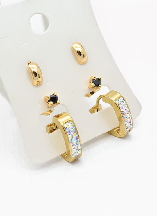 SET DE ARETES X 3 PARES RODIO XUPING /GARANTIZADO