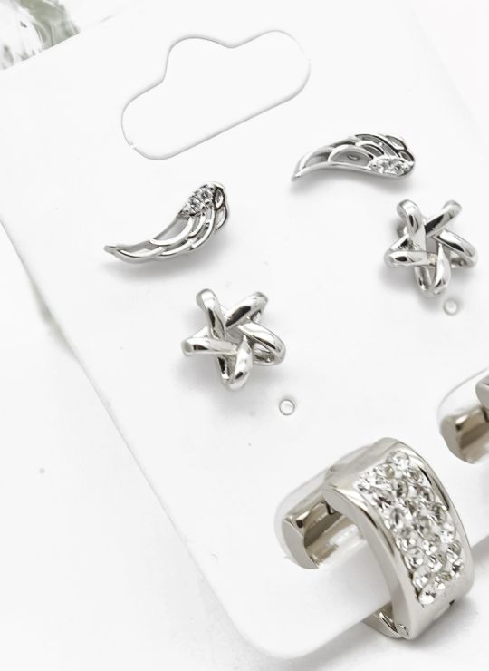 SET DE ARETES X 3 PARES RODIO XUPING /GARANTIZADO