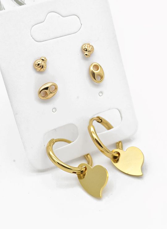 SET DE ARETES X 3 PARES RODIO XUPING /GARANTIZADO