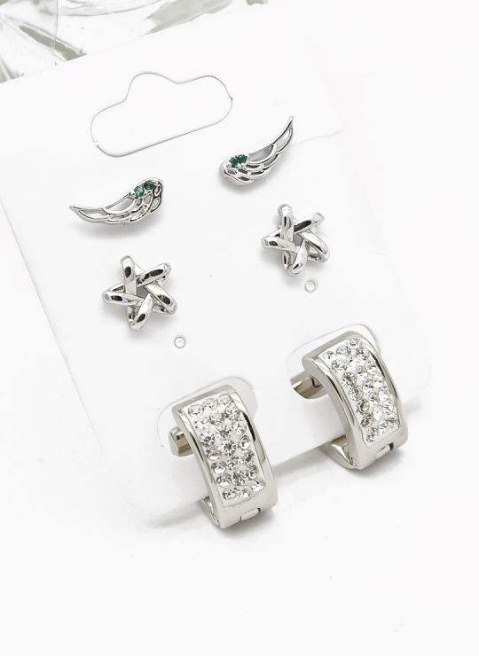 SET DE ARETES X 3 PARES RODIO XUPING /GARANTIZADO