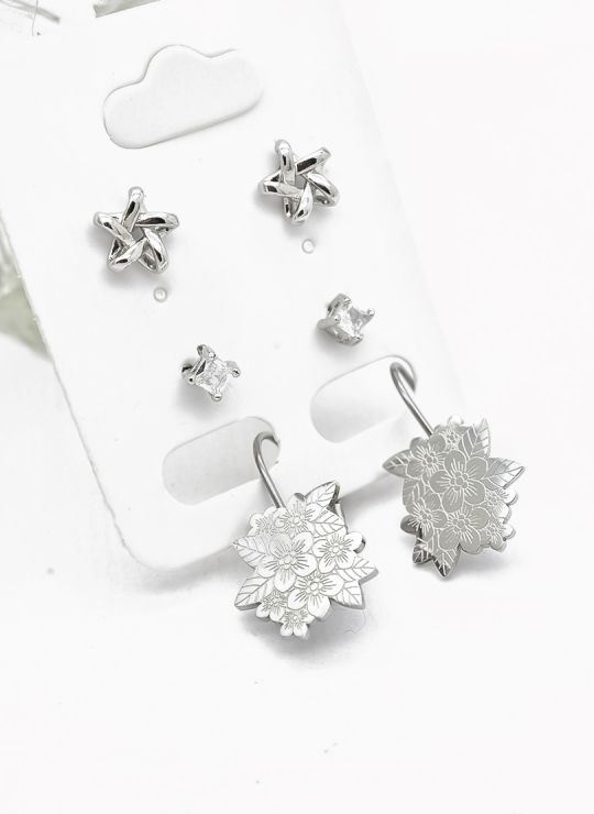 SET DE ARETES X 3 PARES RODIO XUPING /GARANTIZADO