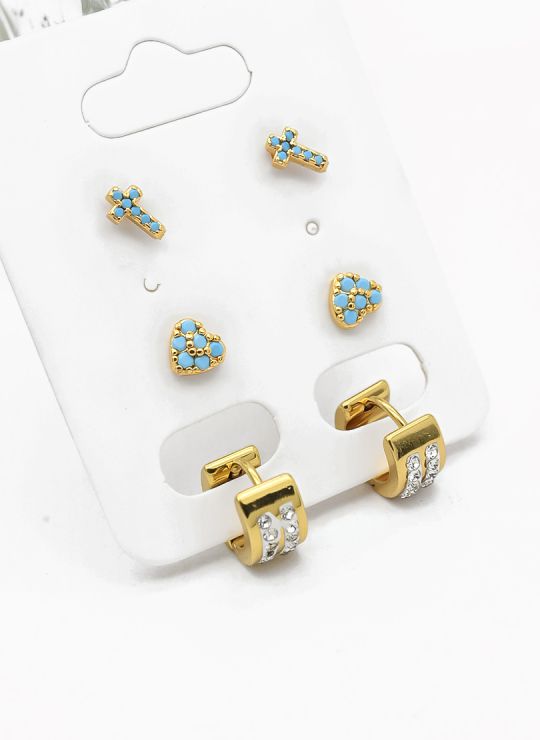 SET DE ARETES X 3 PARES RODIO XUPING /GARANTIZADO