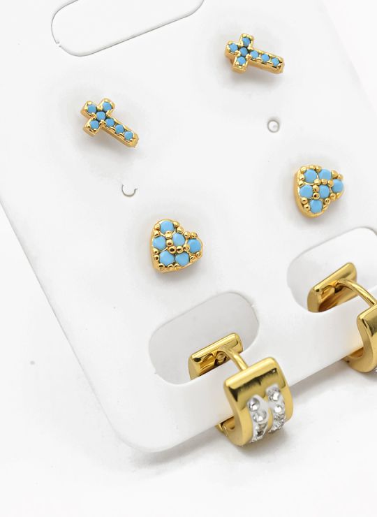 SET DE ARETES X 3 PARES RODIO XUPING /GARANTIZADO