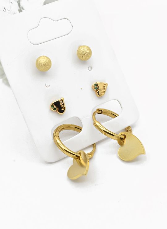 SET DE ARETES X 3 PARES RODIO XUPING /GARANTIZADO