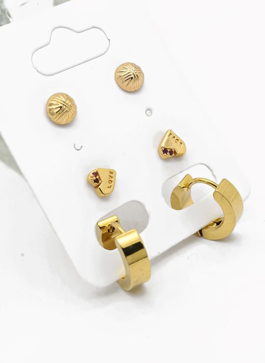 SET DE ARETES X 3 PARES RODIO XUPING /GARANTIZADO