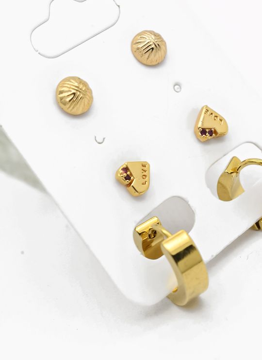 SET DE ARETES X 3 PARES RODIO XUPING /GARANTIZADO