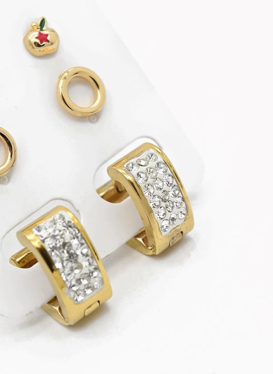 SET DE ARETES X 3 PARES RODIO XUPING /GARANTIZADO