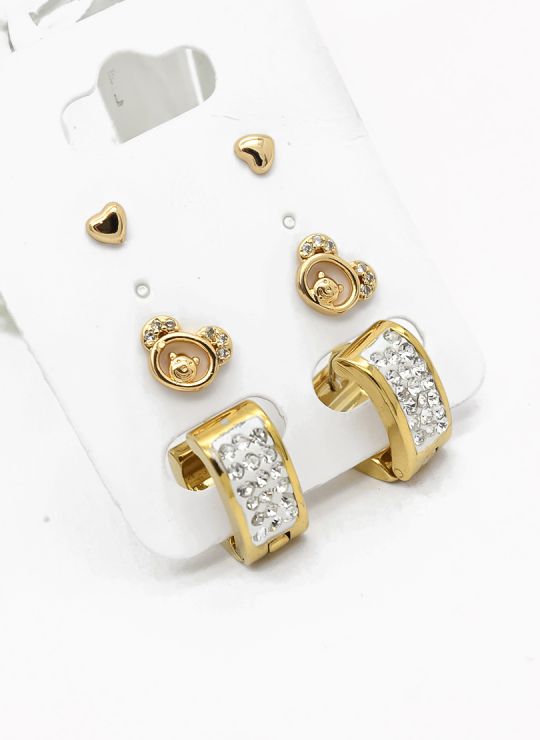 SET DE ARETES X 3 PARES RODIO XUPING /GARANTIZADO