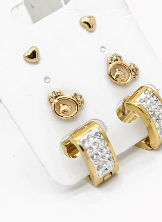 SET DE ARETES X 3 PARES RODIO XUPING /GARANTIZADO