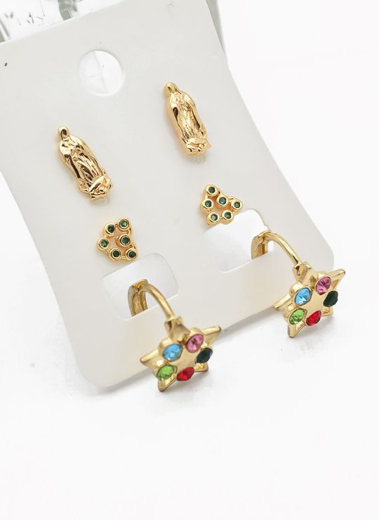 SET DE ARETES X 3 PARES RODIO XUPING /GARANTIZADO