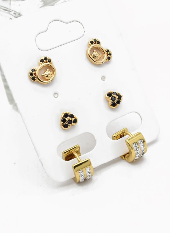 SET DE ARETES X 3 PARES RODIO XUPING /GARANTIZADO