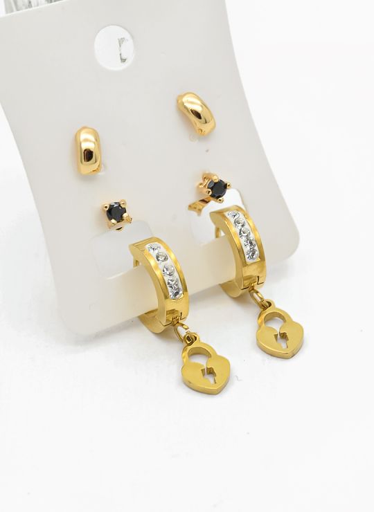 SET DE ARETES X 3 PARES RODIO XUPING /GARANTIZADO
