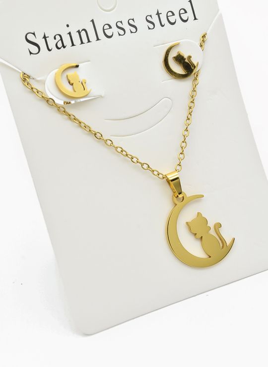 SET DE COLLAR, DIJE Y ARETES EN ACERO INOXIDABLE 316L