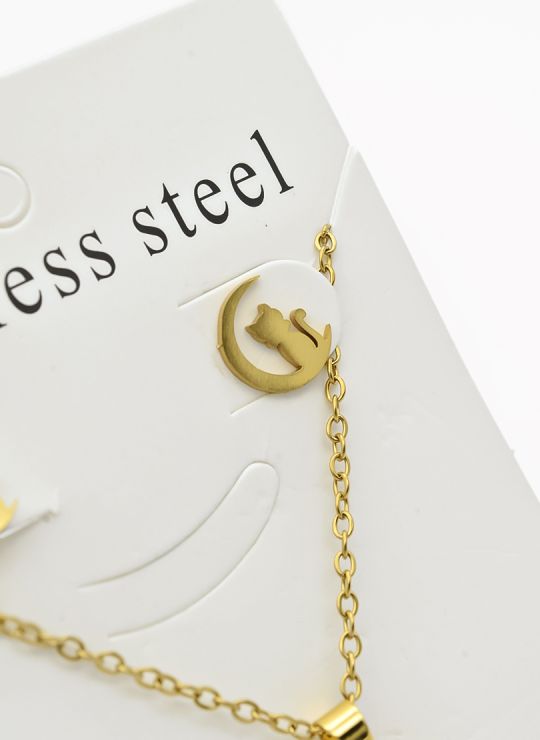 SET DE COLLAR, DIJE Y ARETES EN ACERO INOXIDABLE 316L