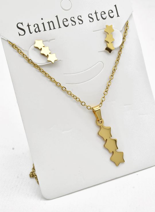 SET DE COLLAR, DIJE Y ARETES EN ACERO INOXIDABLE 316L