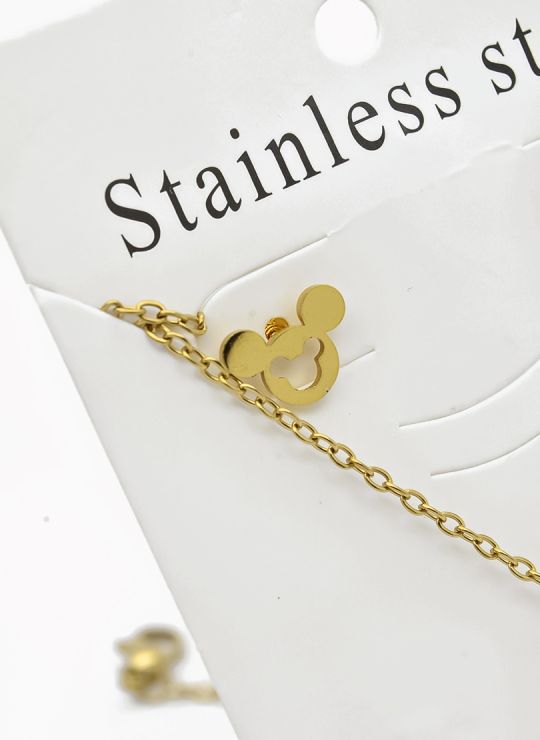 SET DE COLLAR, DIJE Y ARETES EN ACERO INOXIDABLE 316L