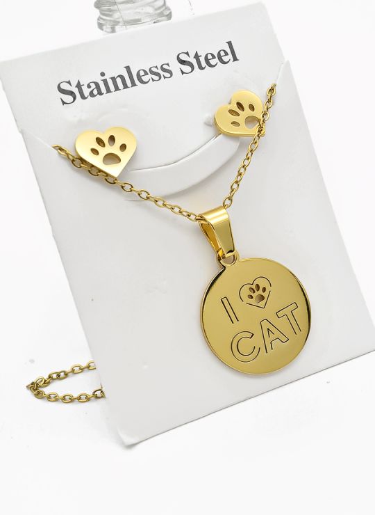 SET DE COLLAR, DIJE Y ARETES EN ACERO INOXIDABLE 316L