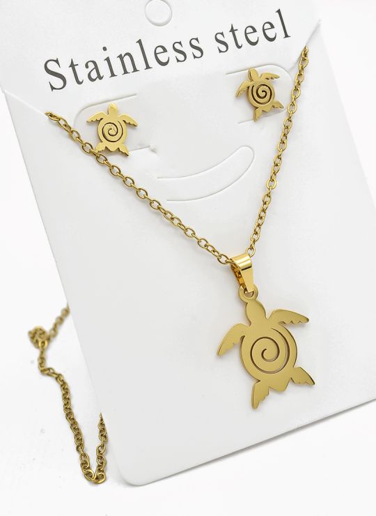 SET DE COLLAR, DIJE Y ARETES EN ACERO INOXIDABLE 316L