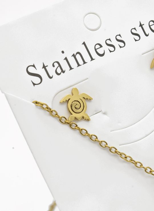 SET DE COLLAR, DIJE Y ARETES EN ACERO INOXIDABLE 316L