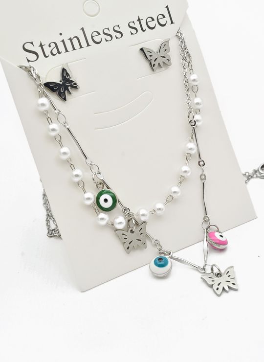 SET DE COLLAR, DIJE EN ACERO INOXIDABLE 316L