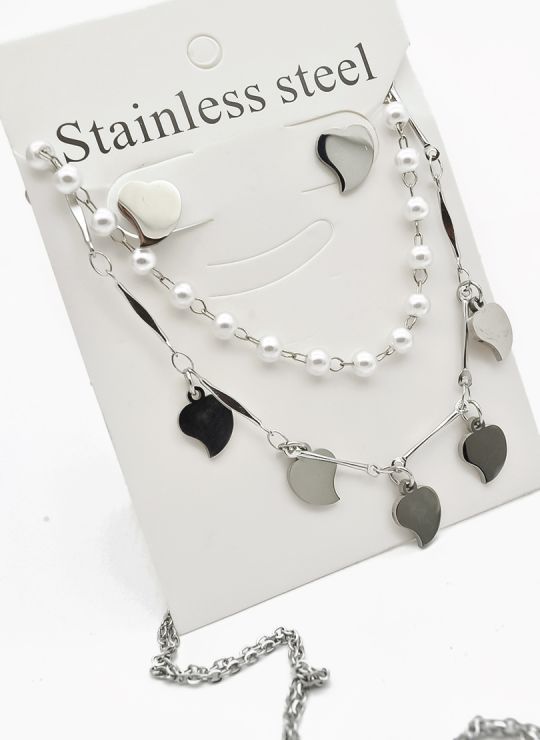 SET DE COLLAR, DIJE EN ACERO INOXIDABLE 316L
